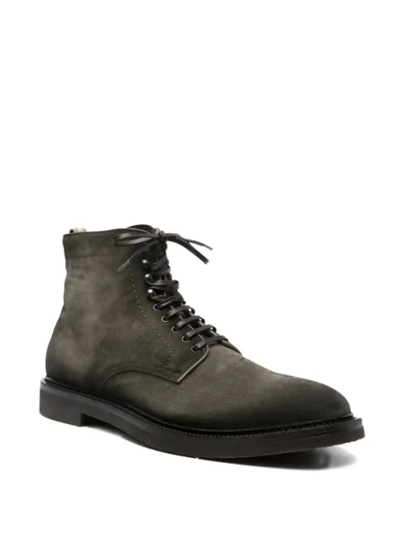 Botine Officine Creative cu șireturi din piele de căprioară verde