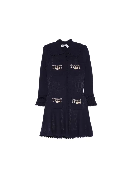 Dzianinowa sukienka dzianinowa Self-portrait niebieska