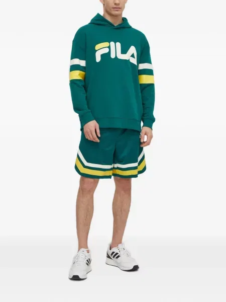 Суичър с качулка Fila с качулка с автограф зелено