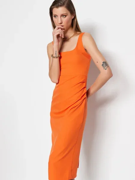 Rochie midi Trendyol țesută portocaliu