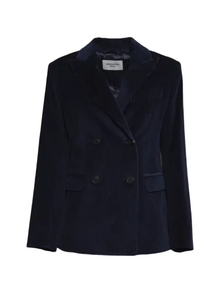 Sacou Weekend Max Mara de catifea cord cu două rânduri de nasturi albastru