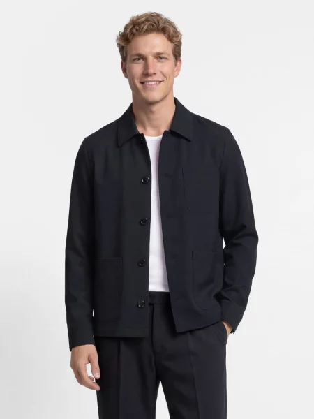 Finshley & Harding London Bluza Owen Mężczyźni Comfort Fit Sztuczne włókno jednolity 44 niebieski