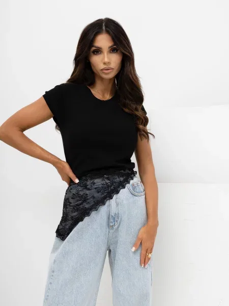 Gulerat tricou Rue Paris negru