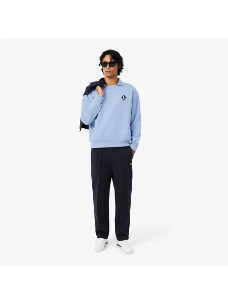 Lacoste Bluza Z Kołnierzykiem Polo Loose Fit niebieska