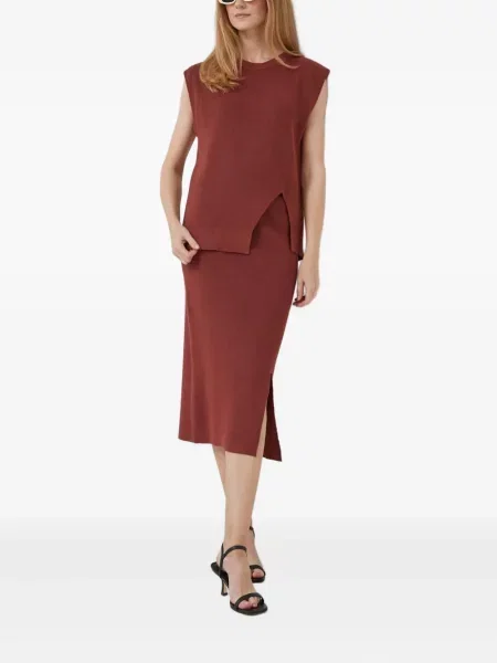 Fustă midi Dkny până la genunchi cu crăpătură roșu
