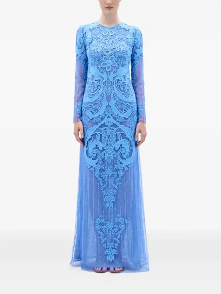 Rochie maxi Silvia Tcherassi din dantelă lungă de costum albastru