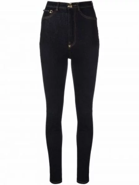 Blugi Philipp Plein cu talie înaltă albastru