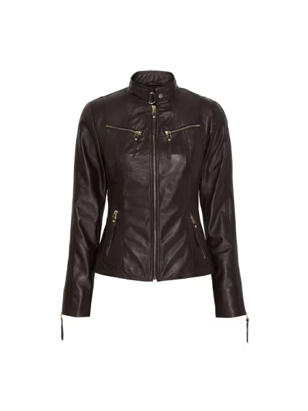 Kurtka skórzana Btfcph biker brązowa