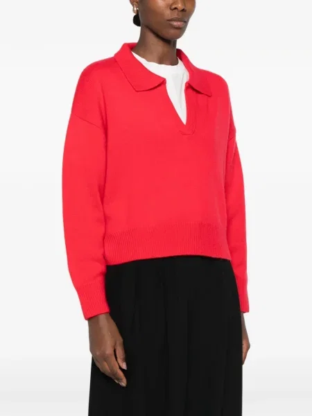 Gulerat tricou polo Soft Goat tricotate roșu