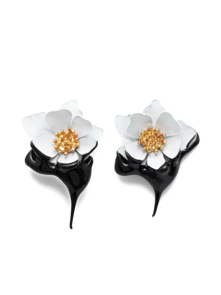 Cercei Ottolinger cu model floral alb