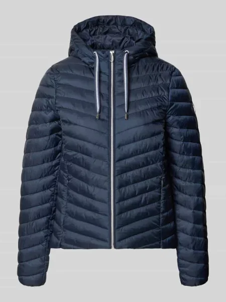Kurtka pikowana o kroju regular fit z kapturem w formie kołnierza Tom Tailor granatowa