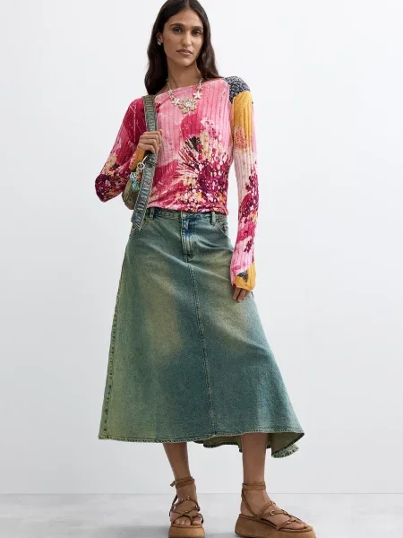 Desigual Pulover ciocolatiu / portocaliu închis / rosé / deschis roșu
