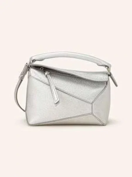 Loewe Kabelka Přes Rameno Puzzle Edge Mini stříbrná
