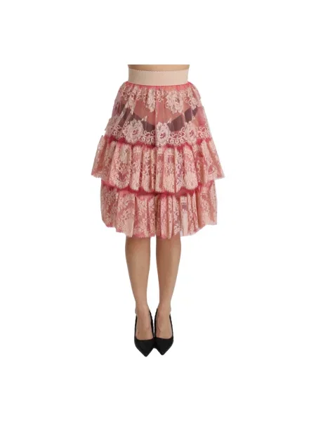Spódnica Dolce And Gabbana z wysoką talią różowa