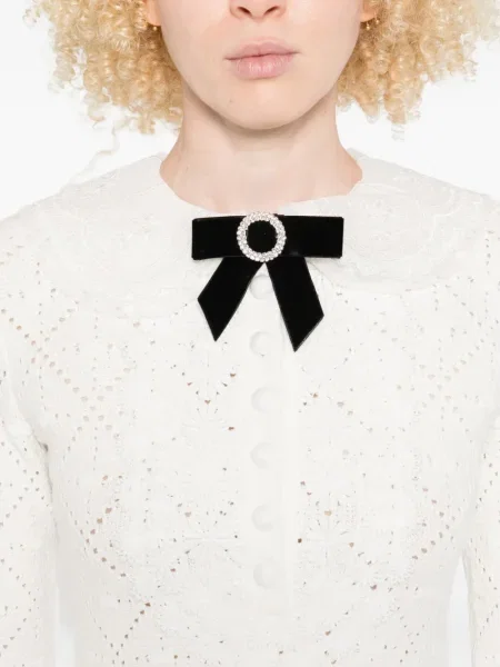 Rochie mini Self-portrait cu funde de costum alb