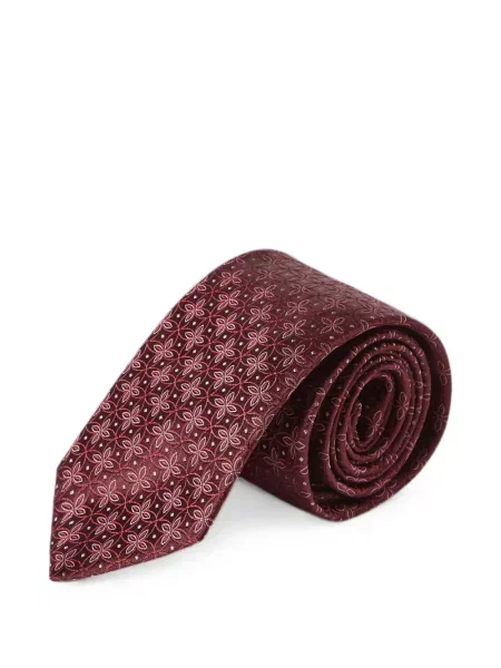 Cravată Brunello Cucinelli de mătase cu model floral roșu