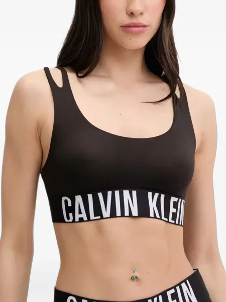 Sutien bralette Calvin Klein Underwear cu autograf negru