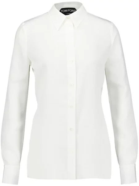 Satynowa długa koszula Tom Ford biała