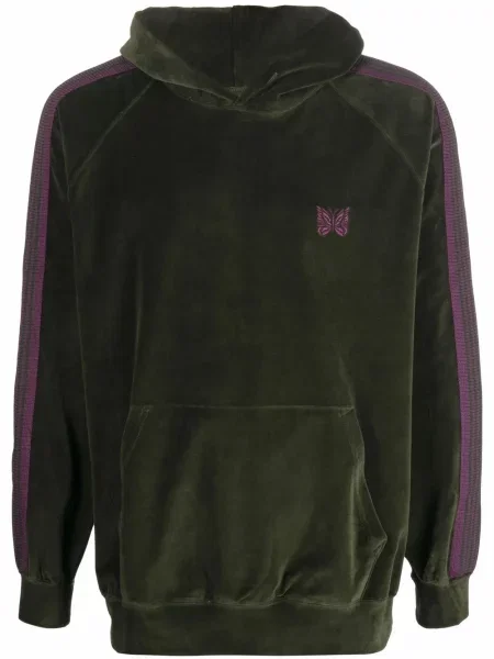 Mikina s kapucí Needles s výšivkou zelená