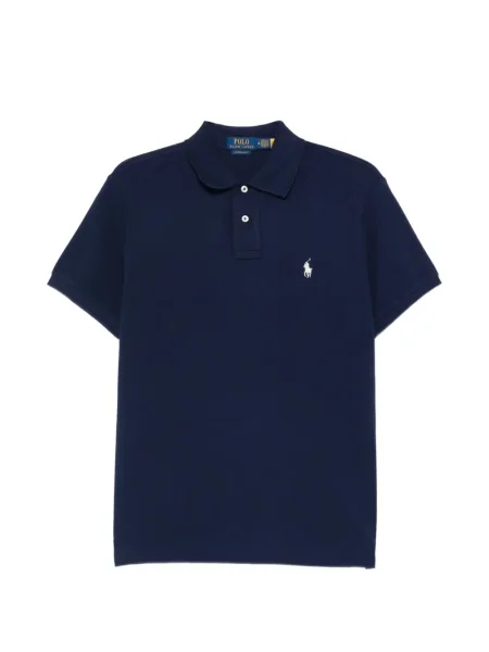 Lniana czapka z daszkiem Polo Ralph Lauren z okrągłym dekoltem niebieska