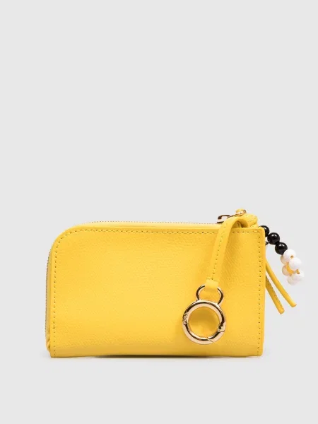 Шкіряний картхолдер Fendi жовтий