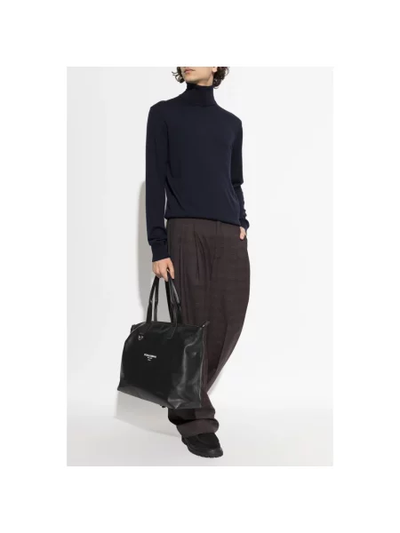 Sweter z golfem Dolce And Gabbana wełniany do golfa niebieski