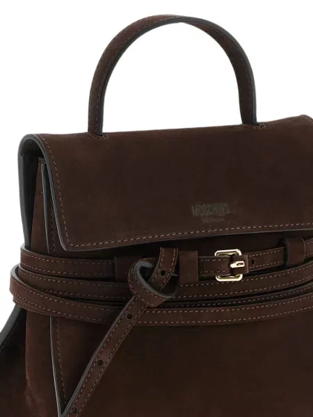 Nubuck τσάντα shopper Moschino γραβάτες καφέ