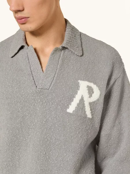 Represent Pletené Polo Tričko šedá bílá