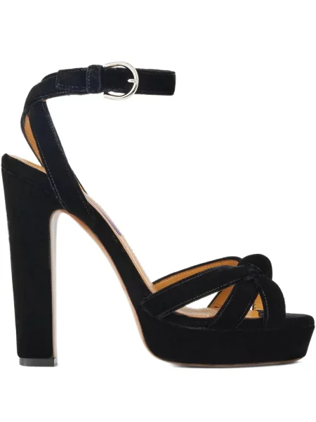 Sandale Ralph Lauren Collection de catifea cu platformă negru