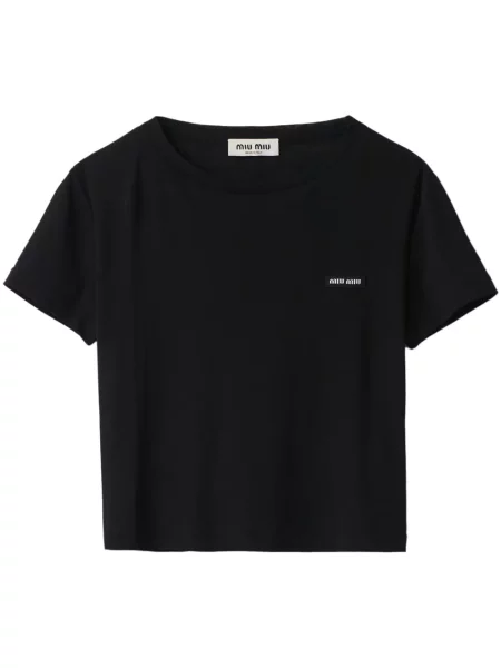 Tricou Miu Miu cu broderie negru