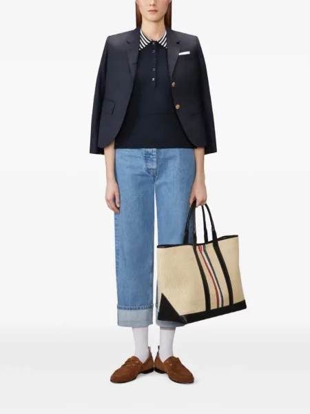Ριγέ polo Thom Browne ζακάρ μπλε