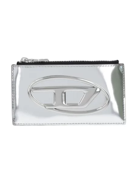 Diesel portfel skórzany CARD HOLDER III srebrny szary