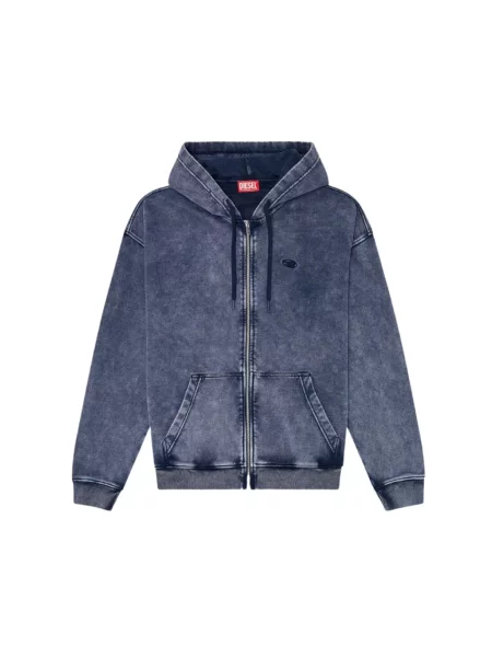 Bluza z kapturem Diesel z kapturem niebieska