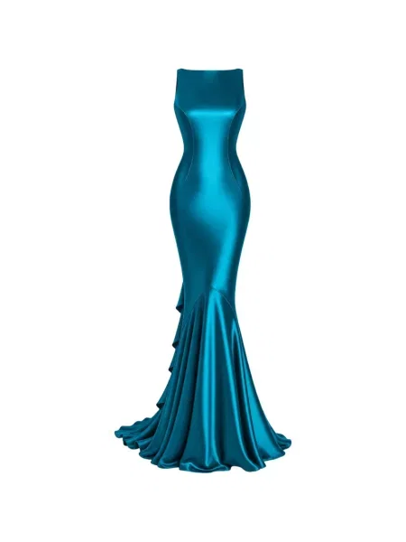 Rochie maxi Retrofete cu volane albastru