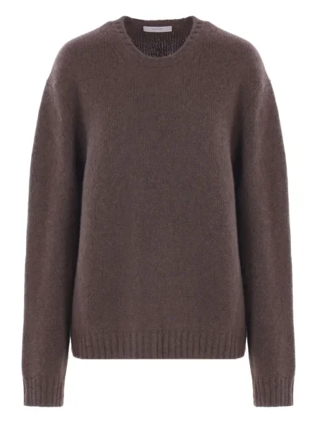 Sweter Dusan z kaszmiru z okrągłym dekoltem brązowy