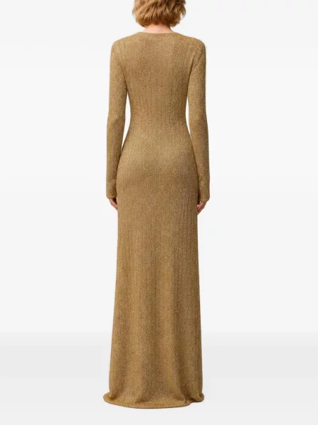 Rochie maxi Retori cu model floral tricotate maro
