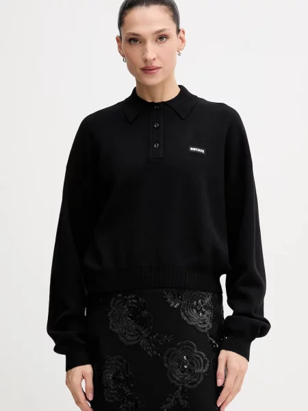 Rotate pulover din amestec de lână light negru