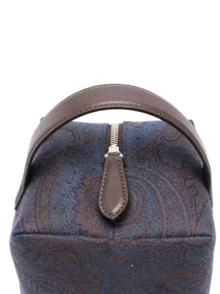 Geantă Etro din piele cu model paisley albastru