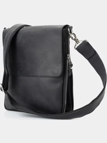 Кожаная сумка через плечо Shvigel черная