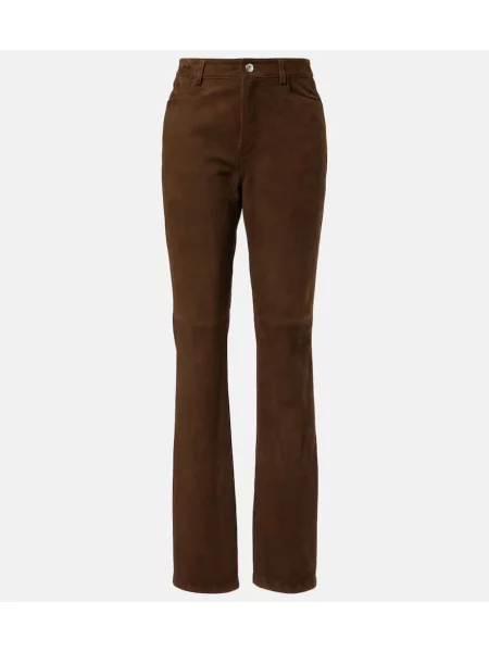 Pantaloni Proenza Schouler din piele de căprioară maro