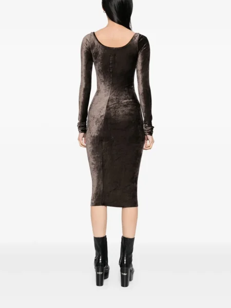 Rochie Rick Owens Lilies din velur maro