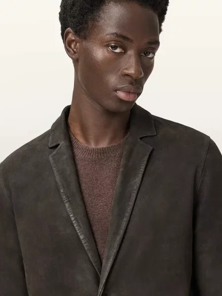Замшевий піджак AllSaints MONET коричневий