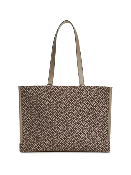 Geantă shopper Tommy Hilfiger cu imagine maro