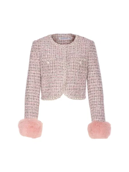 Kurtka Self-portrait tweedowa różowa