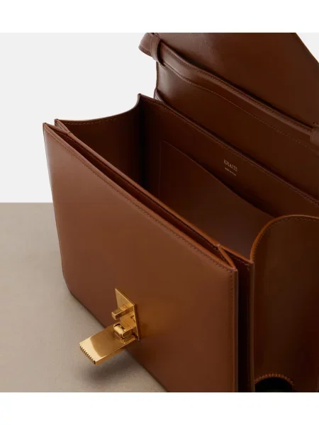Usnjena crossbody torbica Khaite rjava