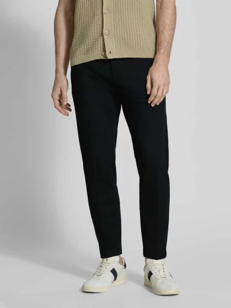 Spodnie materiałowe w kroju slim fit z zaprasowanymi kantami model JUNO' Cinque czarne