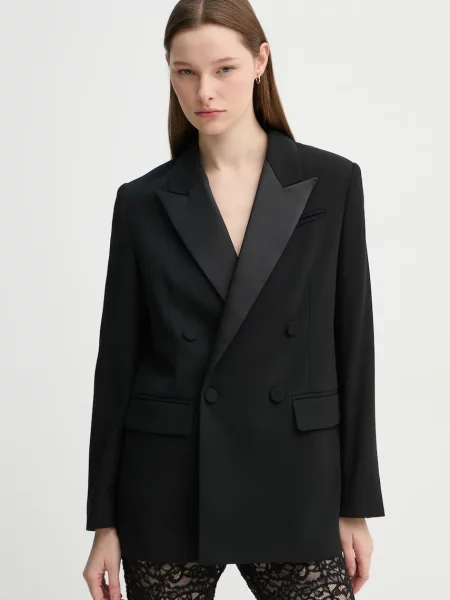 A.L.C. geaca de lana cu doua randuri de neted negru