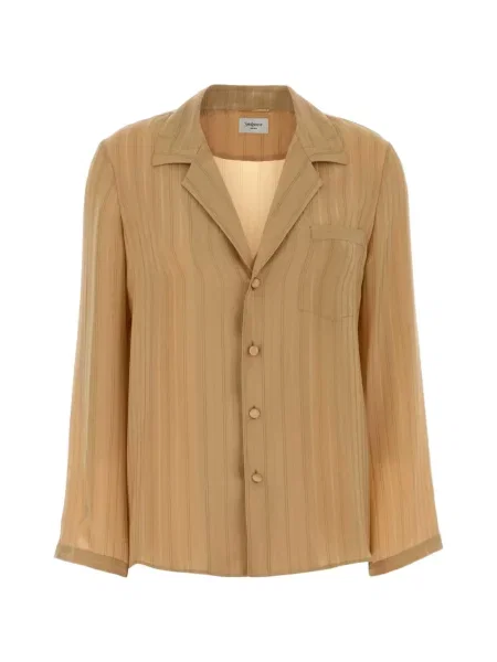 Haftowana jedwabna koszula w paski Saint Laurent w paski