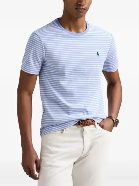 Zateplené pruhované tričko Polo Ralph Lauren s výšivkou zelené