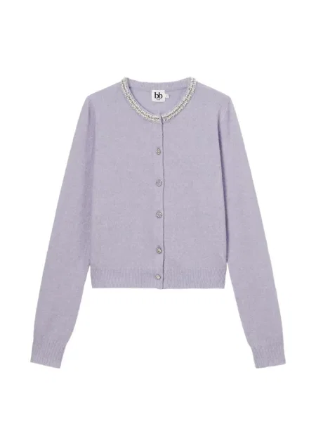 Cardigan B+ab cu perle violet